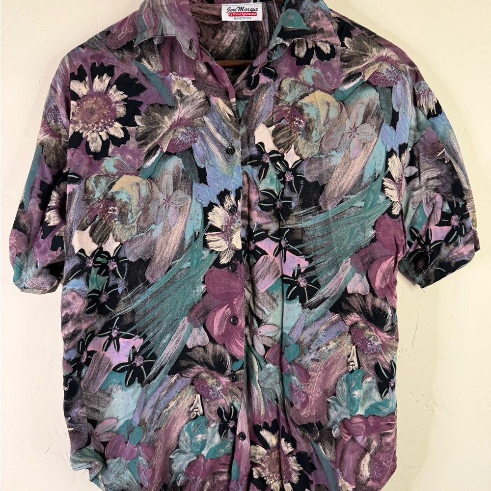 Colorful Floral Women's Button Down Shirt